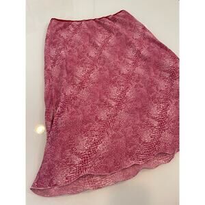 Vintage Y2K Knee Length Snake Print Skirt Pink Lined Size L Elastic Waist